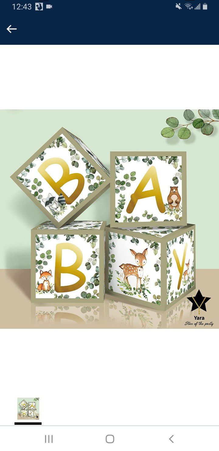 Baby Shower Decorations Boxes For Boy Girl, Sage Green Party Decor Letters, Boho Baby Blocks Decoration Backdrop, Neutral Gender & Reveal Box Centerpi