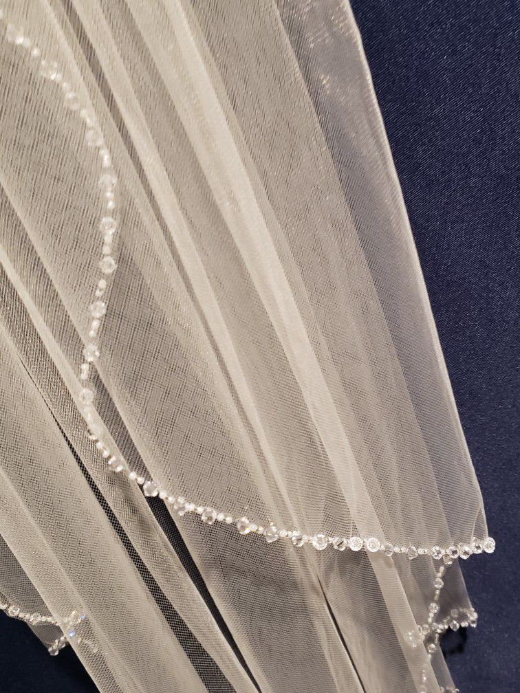 Bridal/Wedding Veil - Fingertip Length - Blush Peach Colored