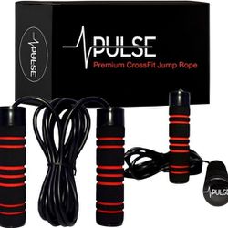 Weighted Jump Rope by Pulse with (1LB) Memory Foam Handles and Thick Speed Cable - For fitness workouts at home, cardio, boxing and MMA , crossfit Thumbnail