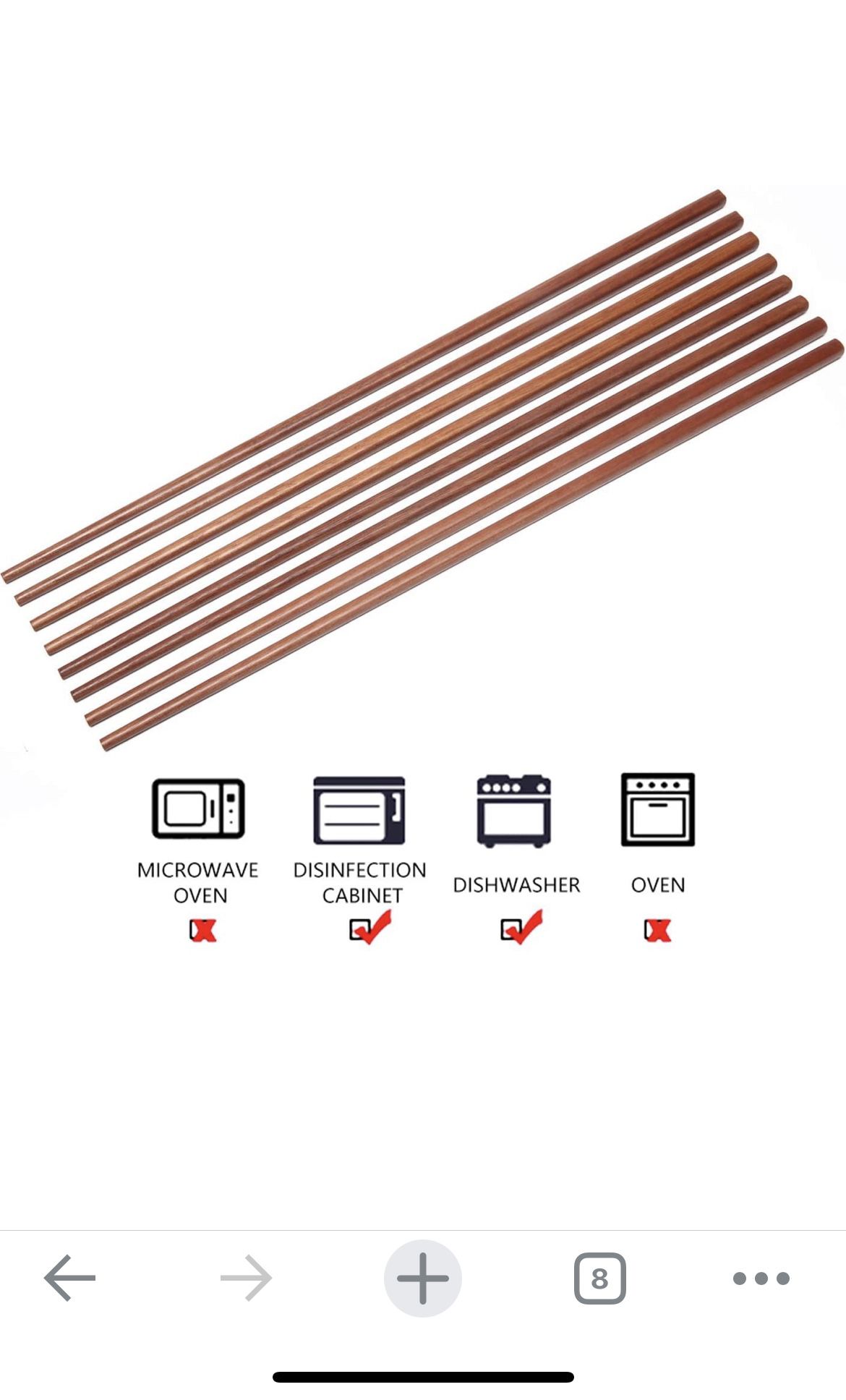 Cooking Chopsticks, Extra Long Wooden Kitchen Frying Chopstick 16.5 Inches - Brown(6-Pairs)
