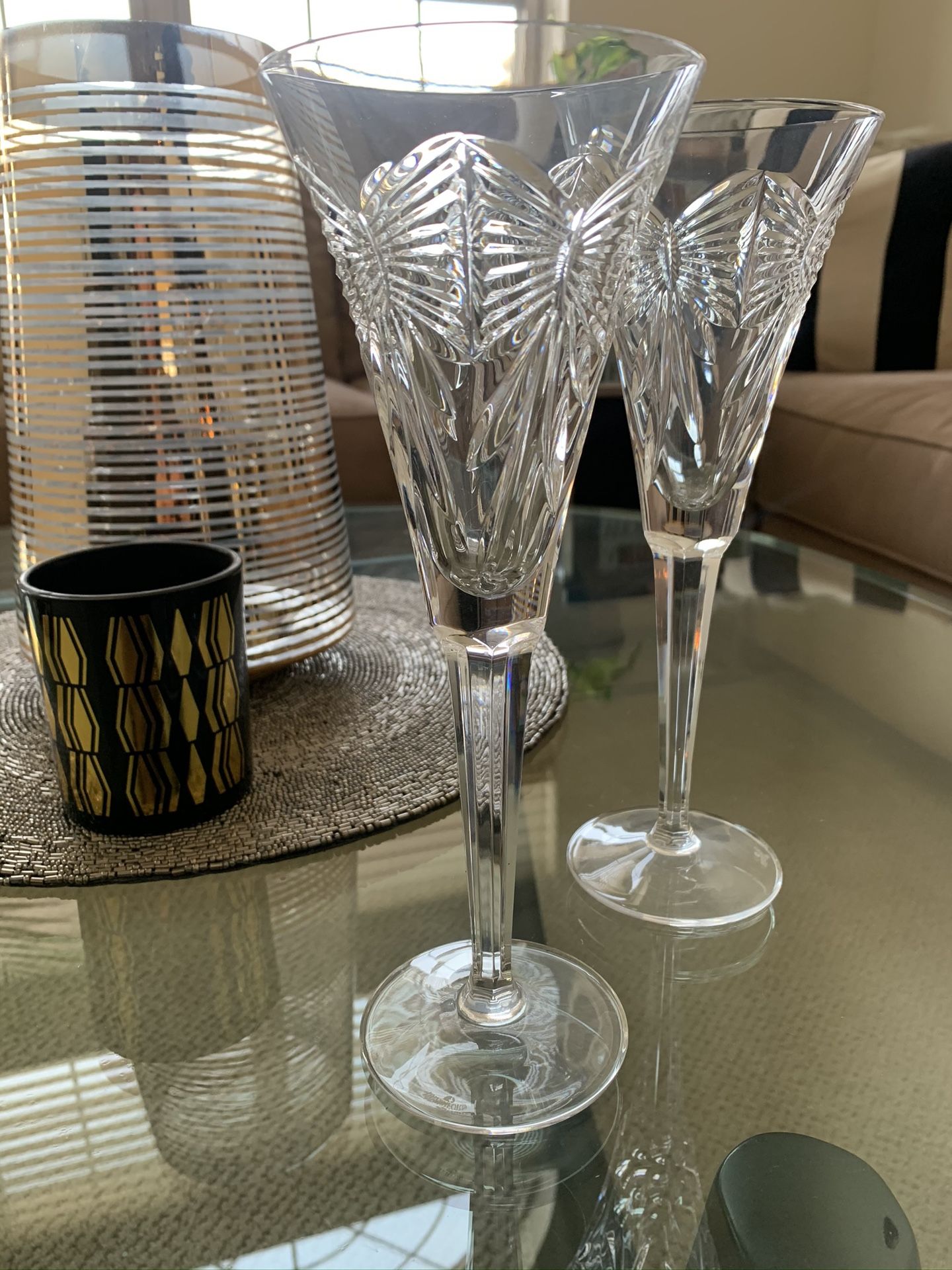 Retired Waterford Crystal Toasting Champagne Flutes
