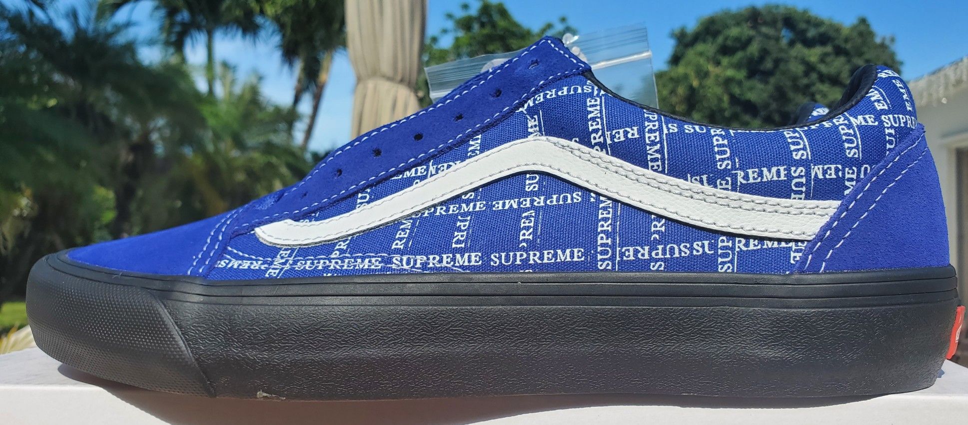 NEW + RECEIPT | Supreme x Vans Old Skool Pro "Blue Grid Logo" Size 10