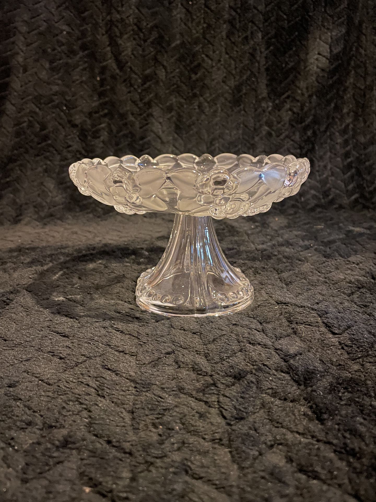Vintage Crystal Candy Dish On Pedestal