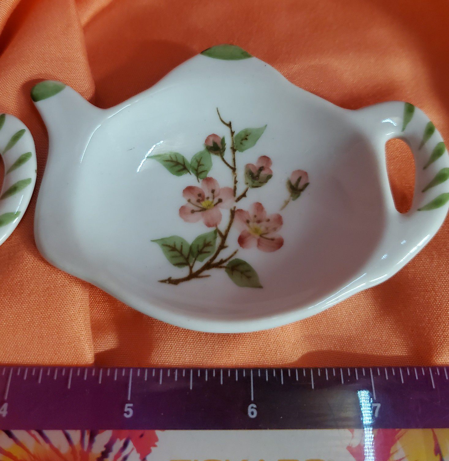 Pair of Handpainted w/ Floral Pattern Tea Kettle Spoon Rests