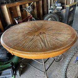 Wood And Rod Iron Kitchen Table And 4 Chairs  Thumbnail