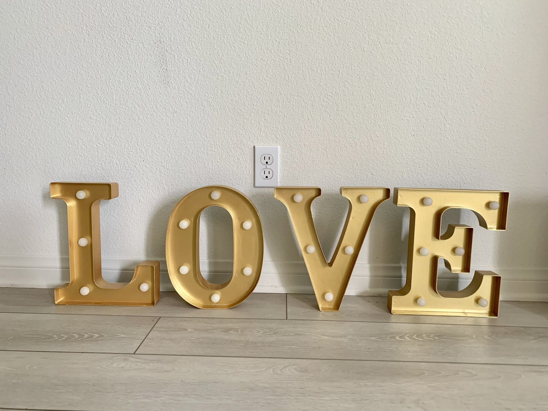 Love Sign For Wedding, Gold Color LED Light Love