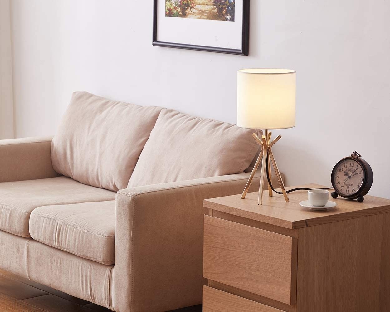 Modern Small Design Gold Metal Base Living Room Bedroom Bedside Table Lamp, Desk Lamp with TC Fabric Shade