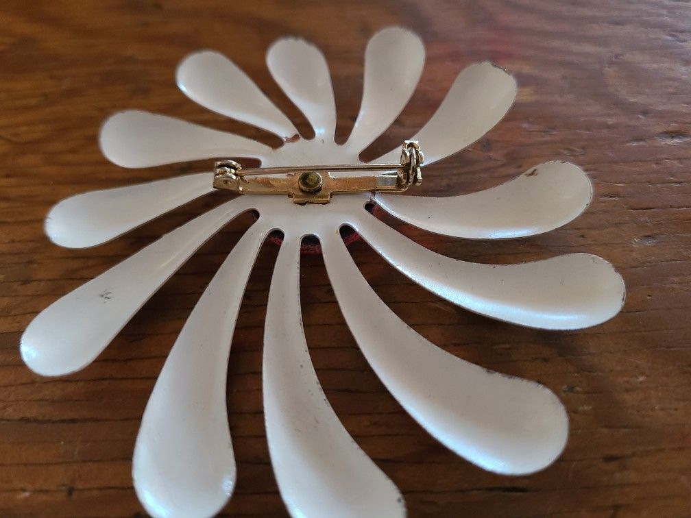 Vintage Brooch Pin Pink Large 3-3.5"
