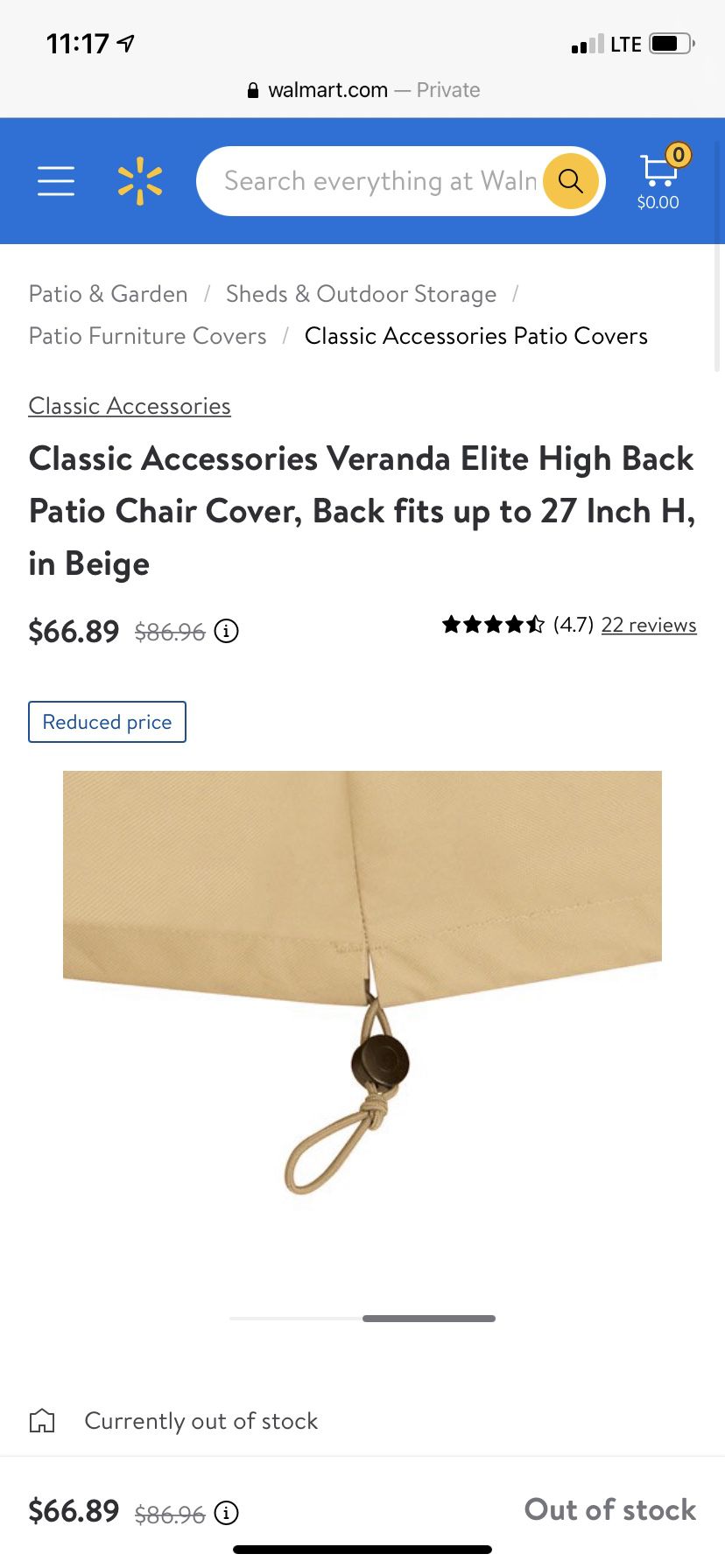 Classic Accessories Veranda Elite High Back Patio Chair Cover