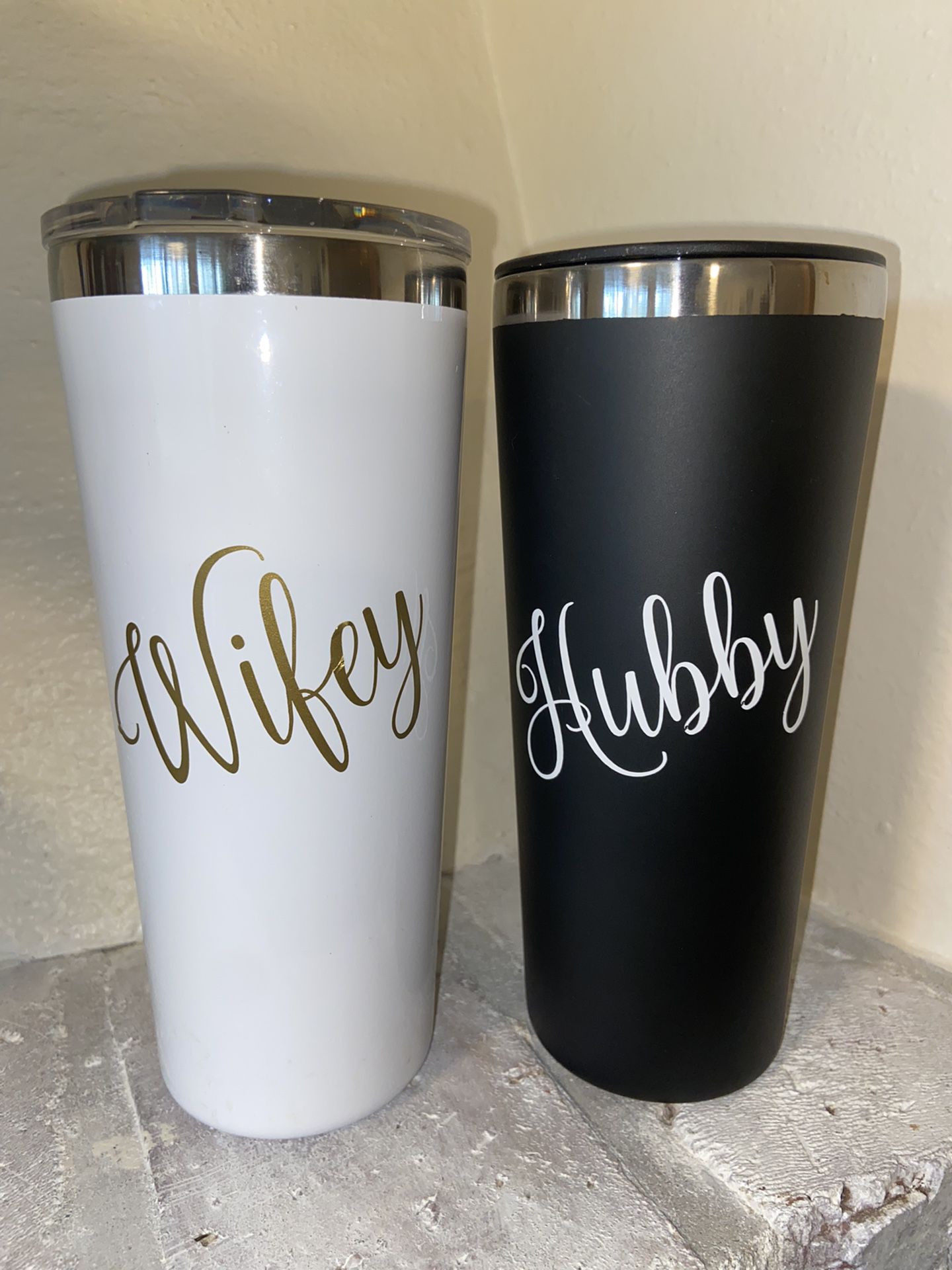 Wifey Hubby Matching Wedding Or Engagement Tumblers 