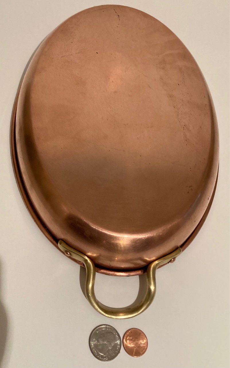 Vintage Copper and Brass Fish Frying Pan, Sauce Pan, 12 1/2" Handle to Handle, and 12" x 8" Pan Size, Made in Portugal, Quality, Jazmyn Design, Fish