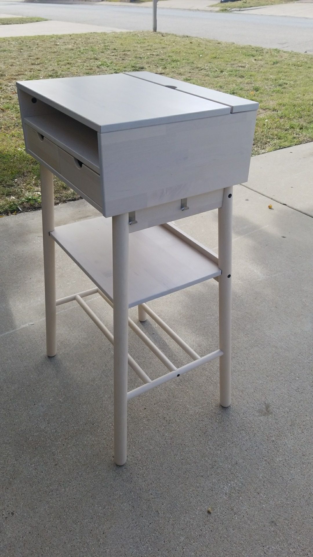 Wood Bar Height Mail Organizer or Minimalist Desk. Ikea Knotten Desk