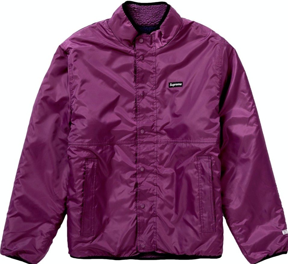 Supreme Reversible Colorblocked Fleece Jacket Purple Size Large