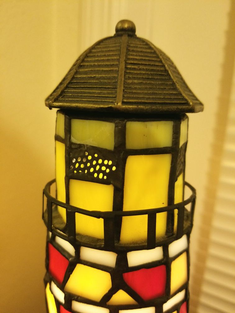 Gorgeous Stained glass Light House Ambient Lamp