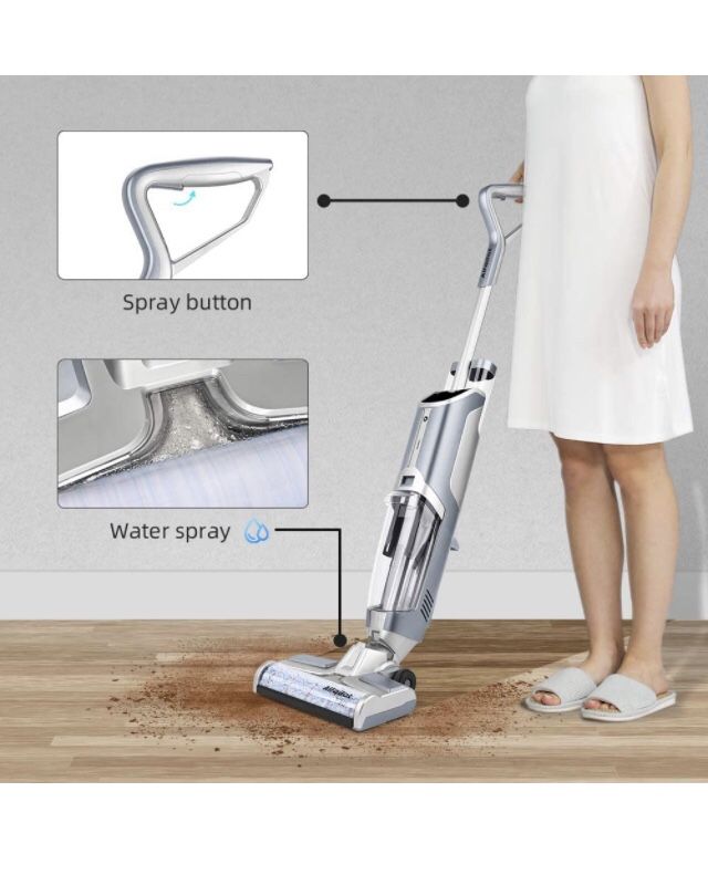 Cordless Vacuum Cleaner and Mop for Hardwood Floor and Area Rugs, Self Cleaning Wet-Dry Floor Cleaner with Dual Tank Techonology, Water Spray, Voice A