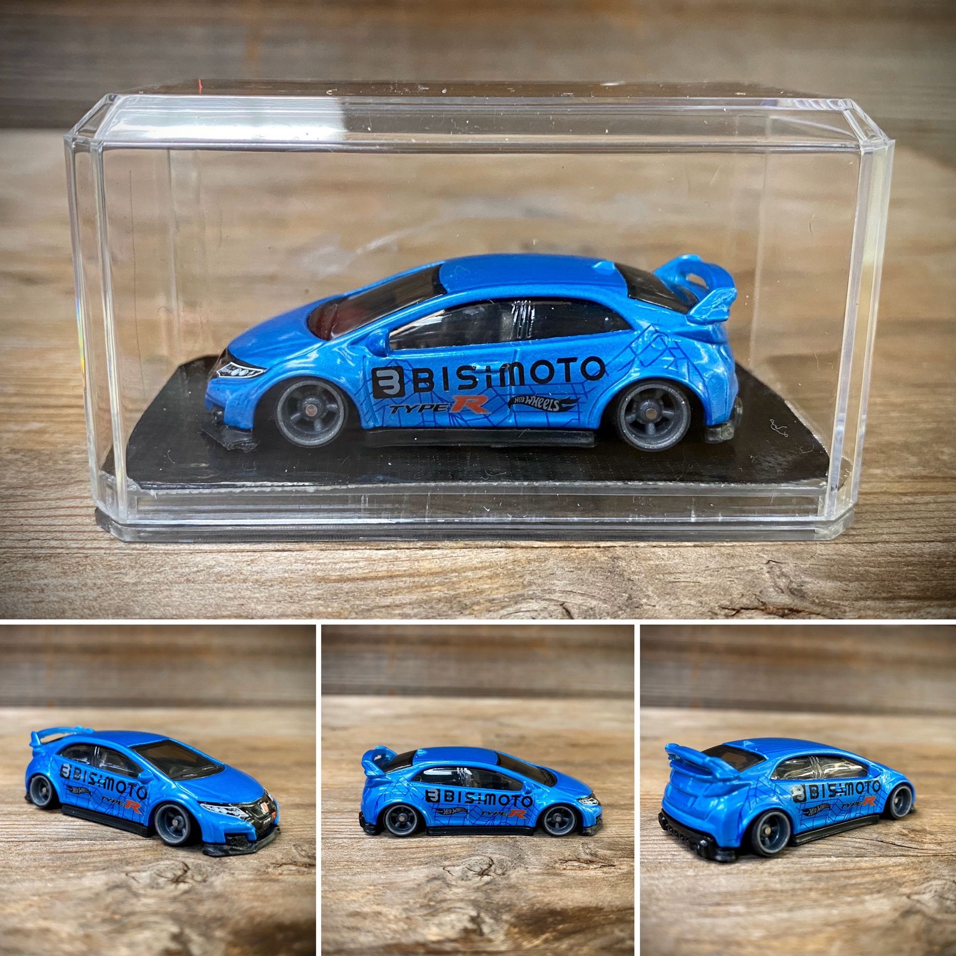 CUSTOM 1:64 Honda Civic - Hot Wheels (Lowered + camber with upgraded premium 4-spoke wheels)