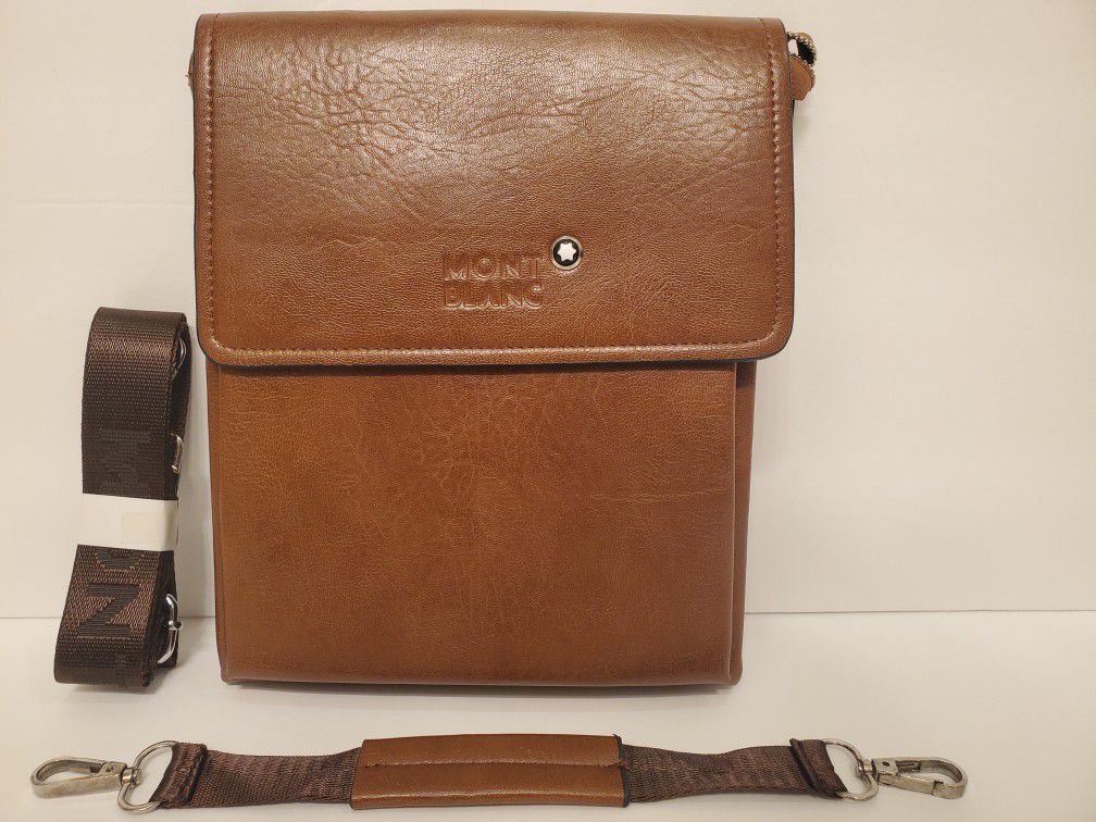 Montblanc Leather Crossbody Envelope Messenger Cognac Bag