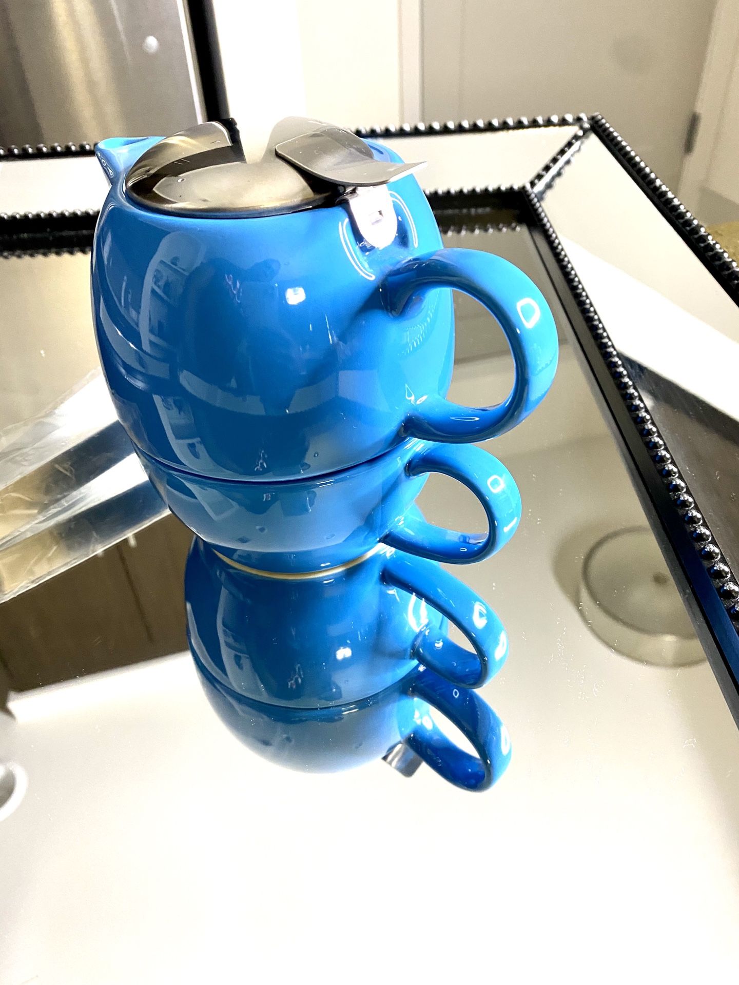 Porcelain tea pot with stainless steel infuser