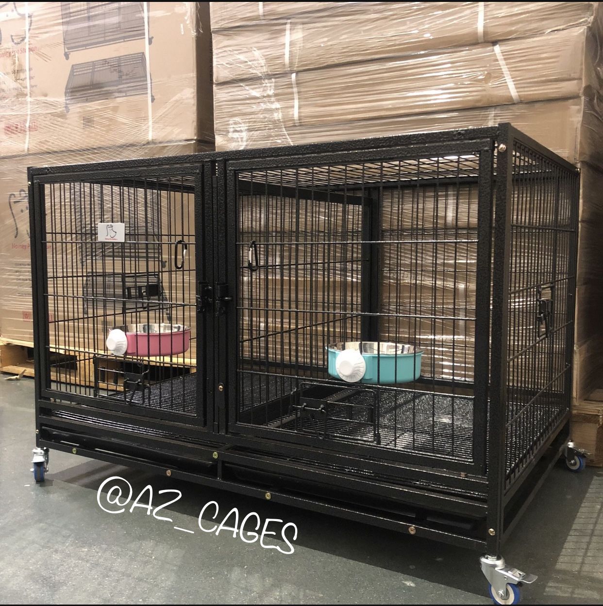 Brand New 42” Heavy Duty Dog Pet Double door Kennel Crate Cage 🐕🦺🐩🐶 please see dimensions in second picture 🇺🇸