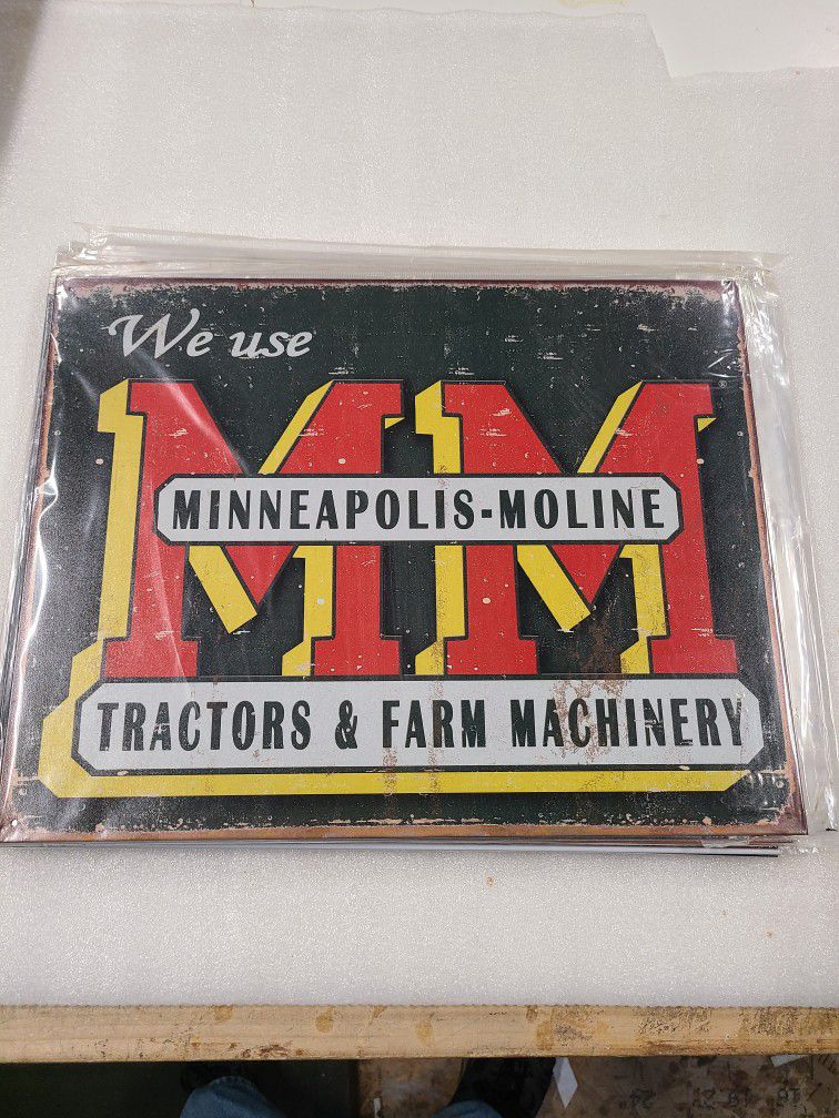 Minneapolis Moline Tractor Farm Equipment MM Metal Sign 