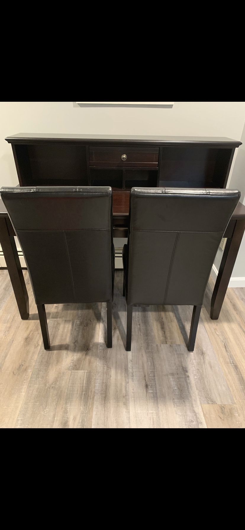 Cherry Wood Desk With Leather Chairs