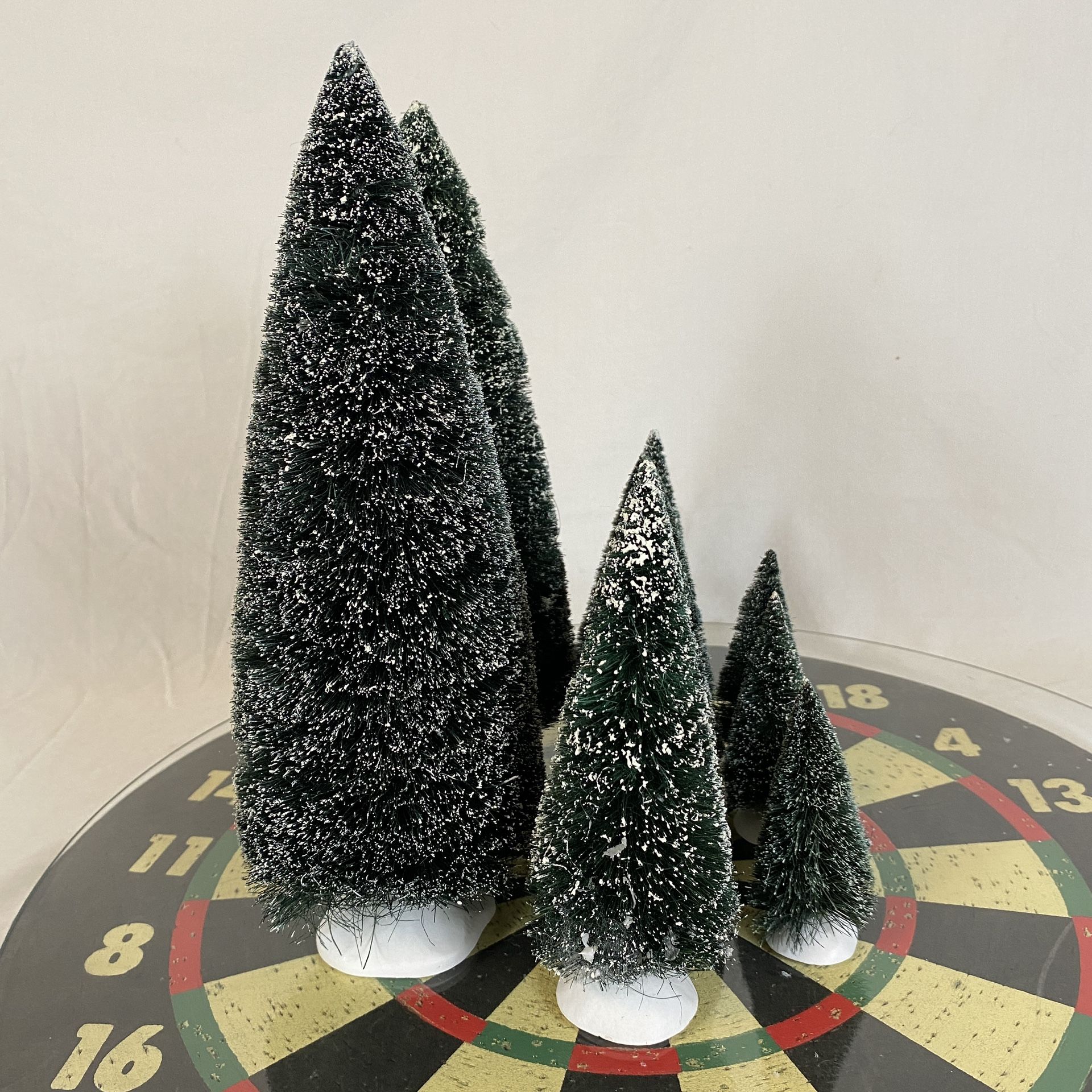 Department 56 Frosted Topiary Trees Set of 10 (3-11.5”) Christmas Village VGC