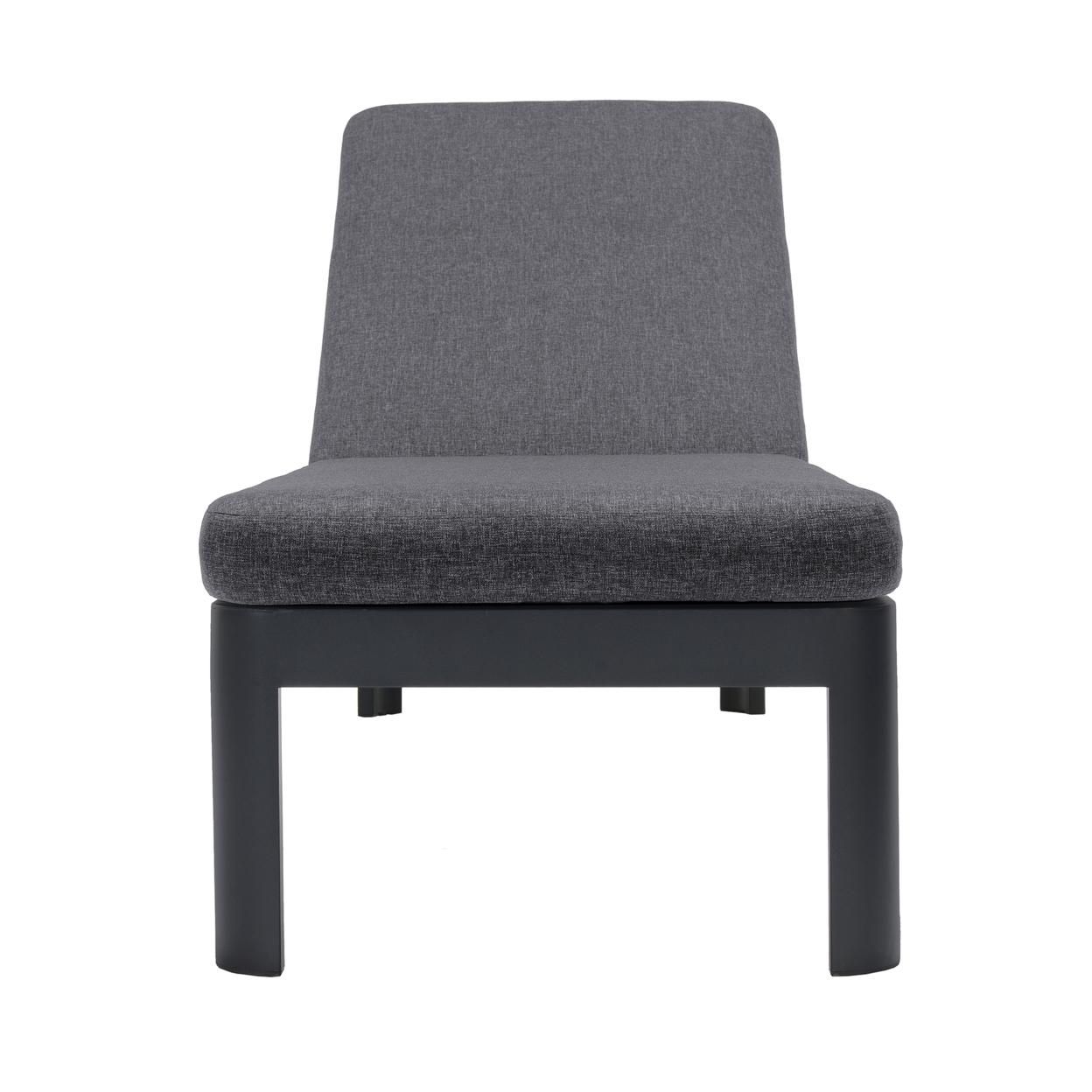 Saltoro Sherpi 74 Inches Fabric Padded Aluminum Chaise Lounge, Dark Gray