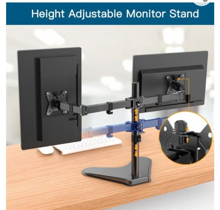 Dual Computer Monitor Stand Up To Two 32" Monitors