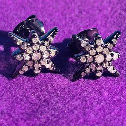 New Genuine Diamond Starburst Stud Earrings Thumbnail