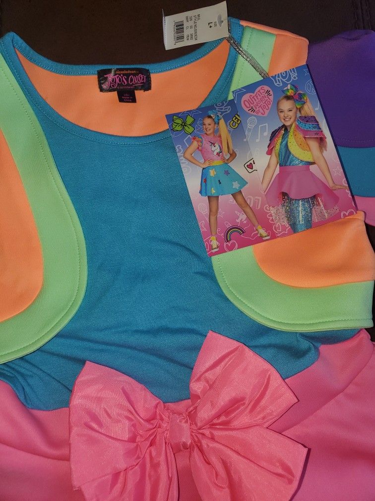 Jojo’s Siwa Bow Birthday Dress Party Halloween Girls Large 10-12 NWT