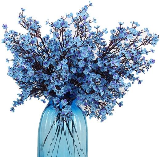 Cloth Artificial Flowers 6 Bundle European, Color: Blue-6pcs