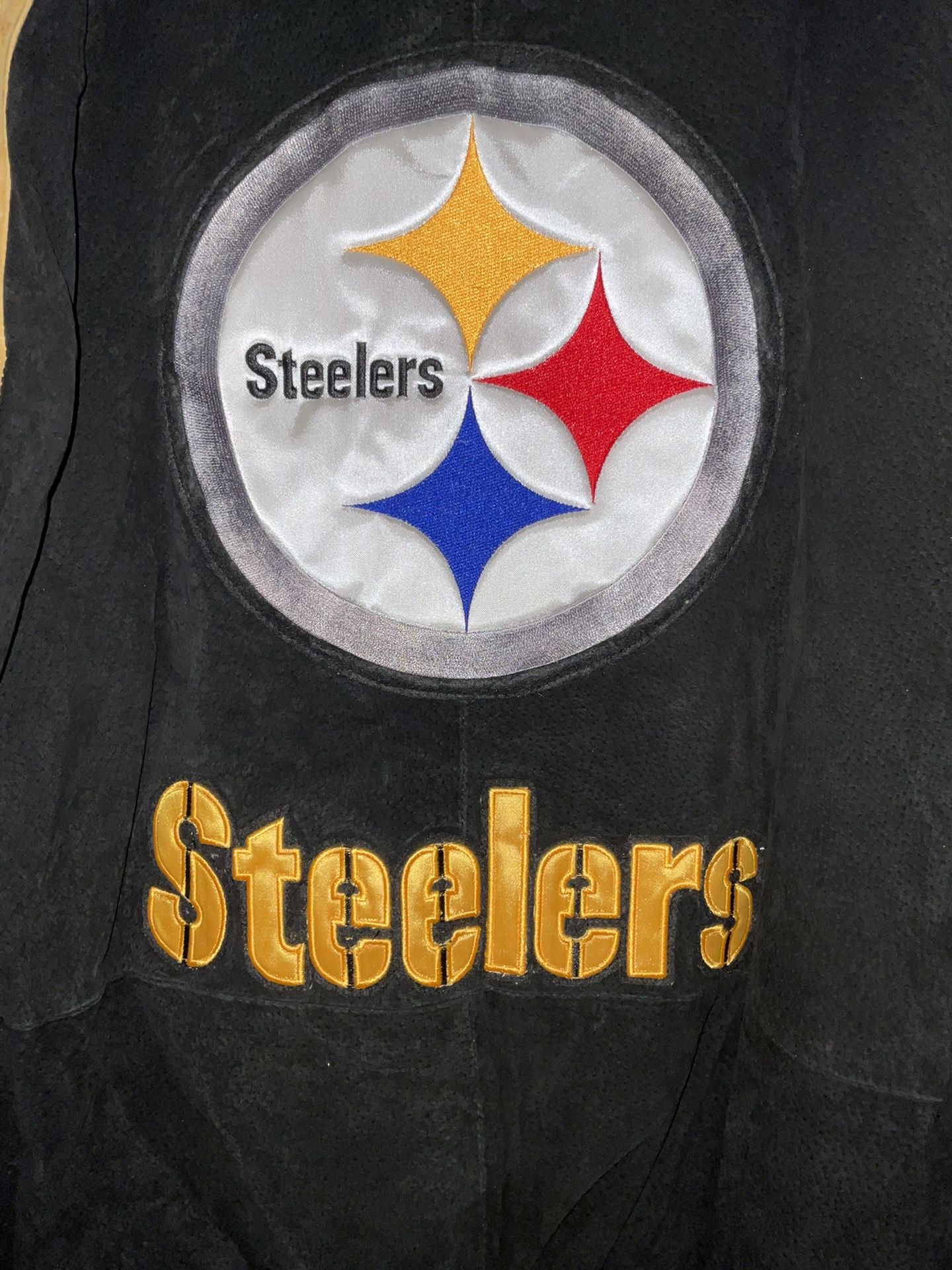 Pittsburgh Steelers Suede Leather Heavy Jacket Zip Front Large NEW New no tag  (10+ Steeler items in stock, can combine shipping)