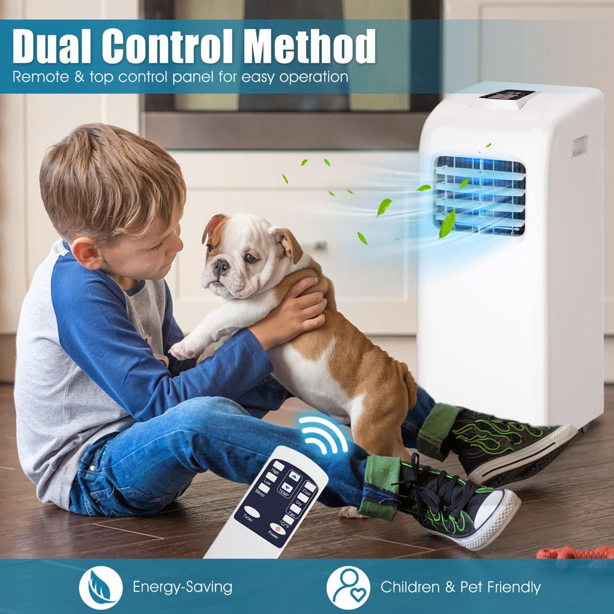Costway 8000 BTU Portable Air Conditioner & Dehumidifier Function Remote W/ Window Kit