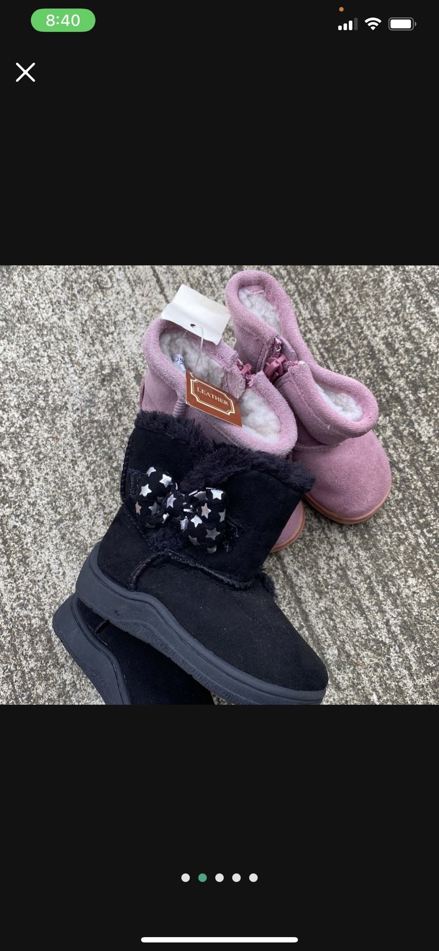 Brand New Baby Boots Pink Size 4 And Black Size 3 Both Pairs Never Been Used