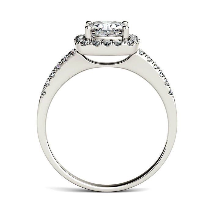 1 3/8 Ct. Mossianite Halo Ring In 14K White Gold