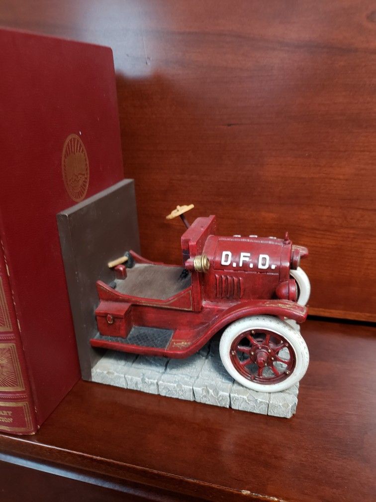 Vintage Fire Truck Model Bookends