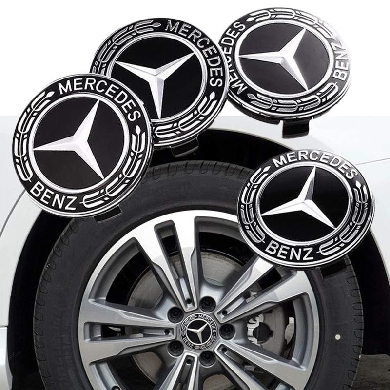 Set of 4 - New -75mm /3 Inch Mercedes Benz Center Caps black Wheel Caps - Mercedes Wheel Caps - Mercedes Benz Center Wheel Caps 🎈FIRM PRICE🎈