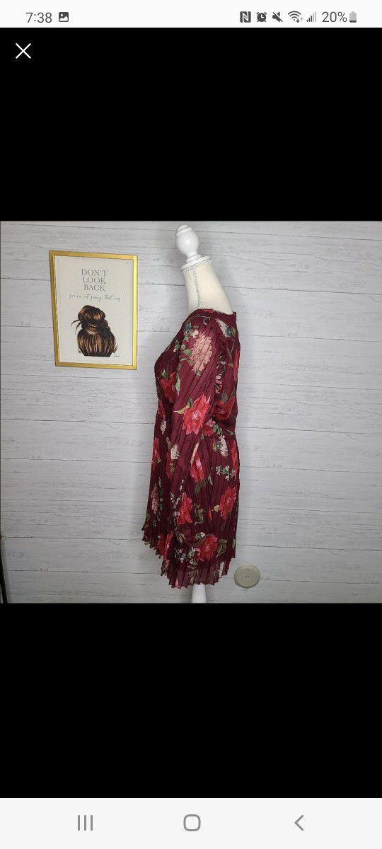 Lulu's Win The Day Burgandy Floral Mini Dress Size Large