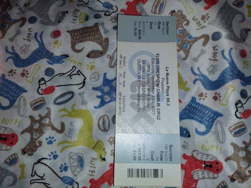Ticket For Sale For Nov At Sin Casino