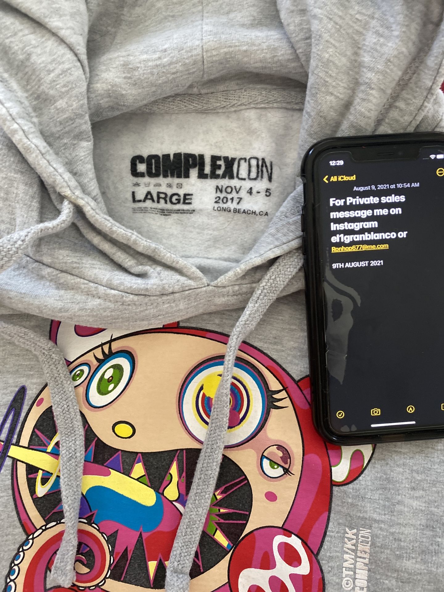 Takashi Murakami Complexcon 2017 Hoodie Mr Dob Dobtopus Logo Long Beach Size L
