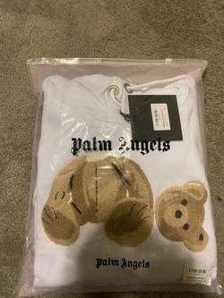 Palm Angels Bear Hoodie White SZ Large Thumbnail