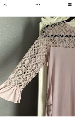 BLUEBELLE MATERNITY pregnancy dress dusty blush pink lace crochet size 12 Thumbnail