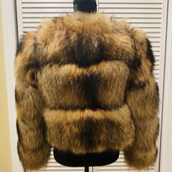 Genuine Raccoon Vest Jacket Crop Jacket Puffer Bomber Fur Coat Trench Long Sleeve Thumbnail