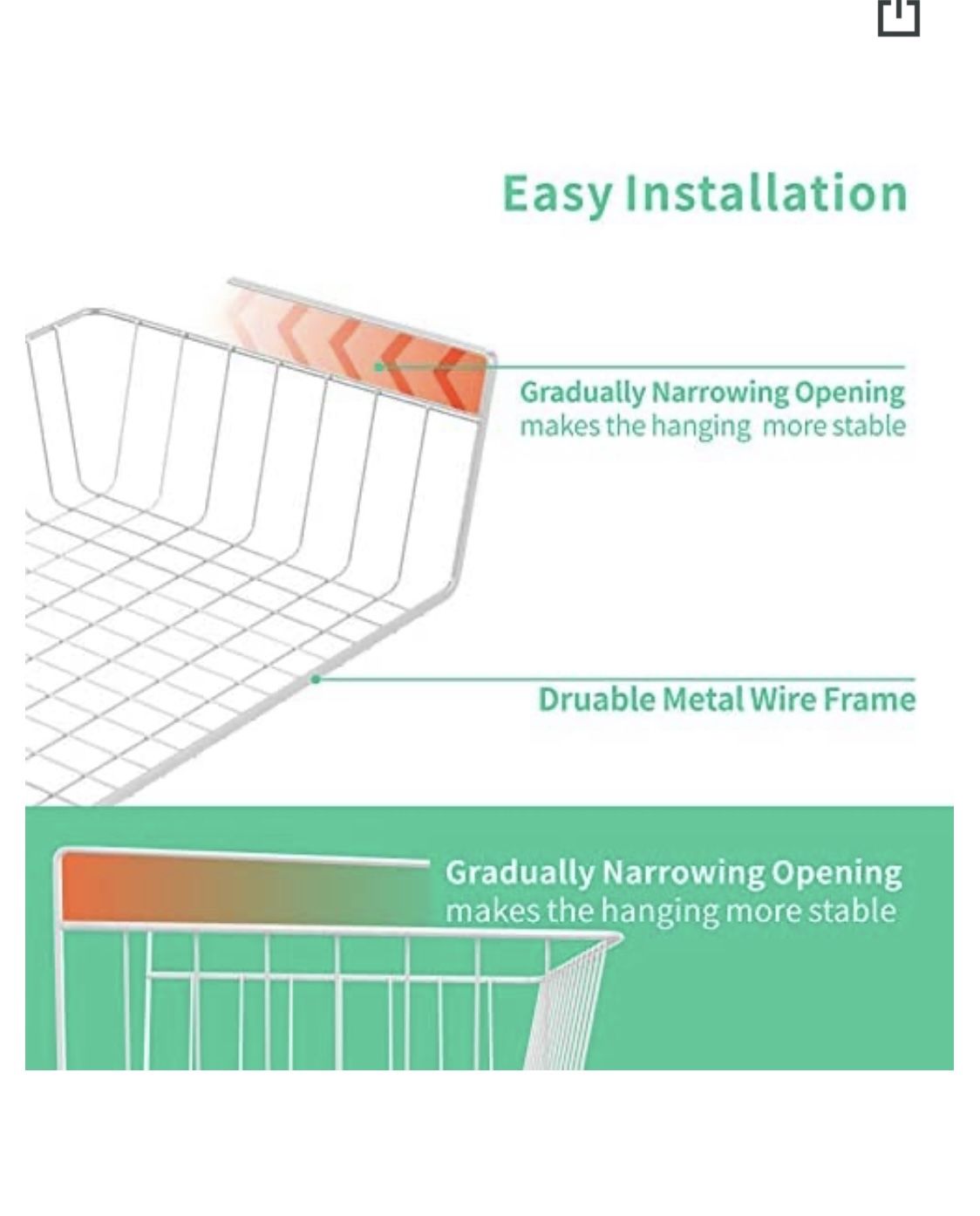 Under Shelf Wire Basket Stable Hanging Basket