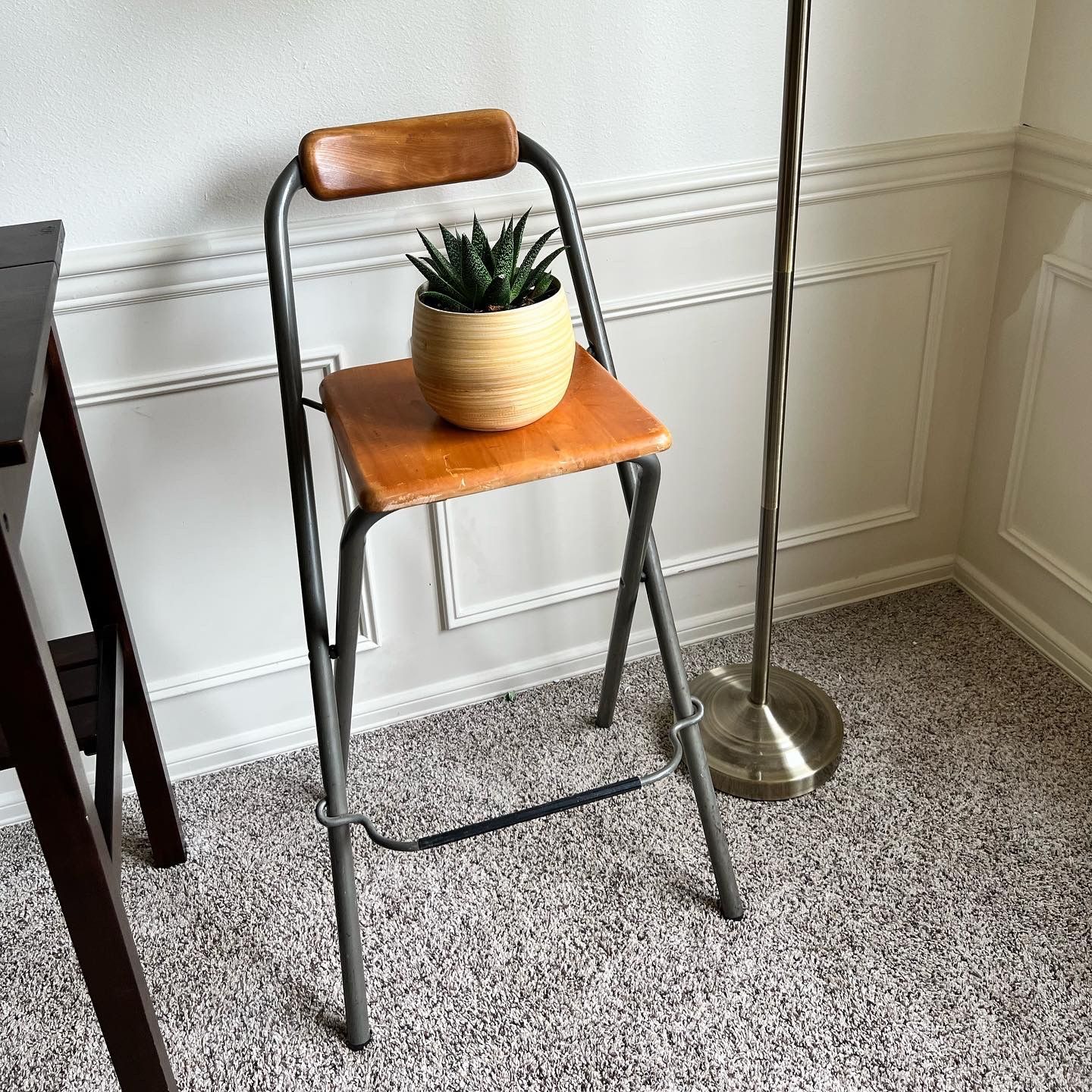 Tall Mitch Stool Retro Mcm Minimalism Wood Metal Bar Height