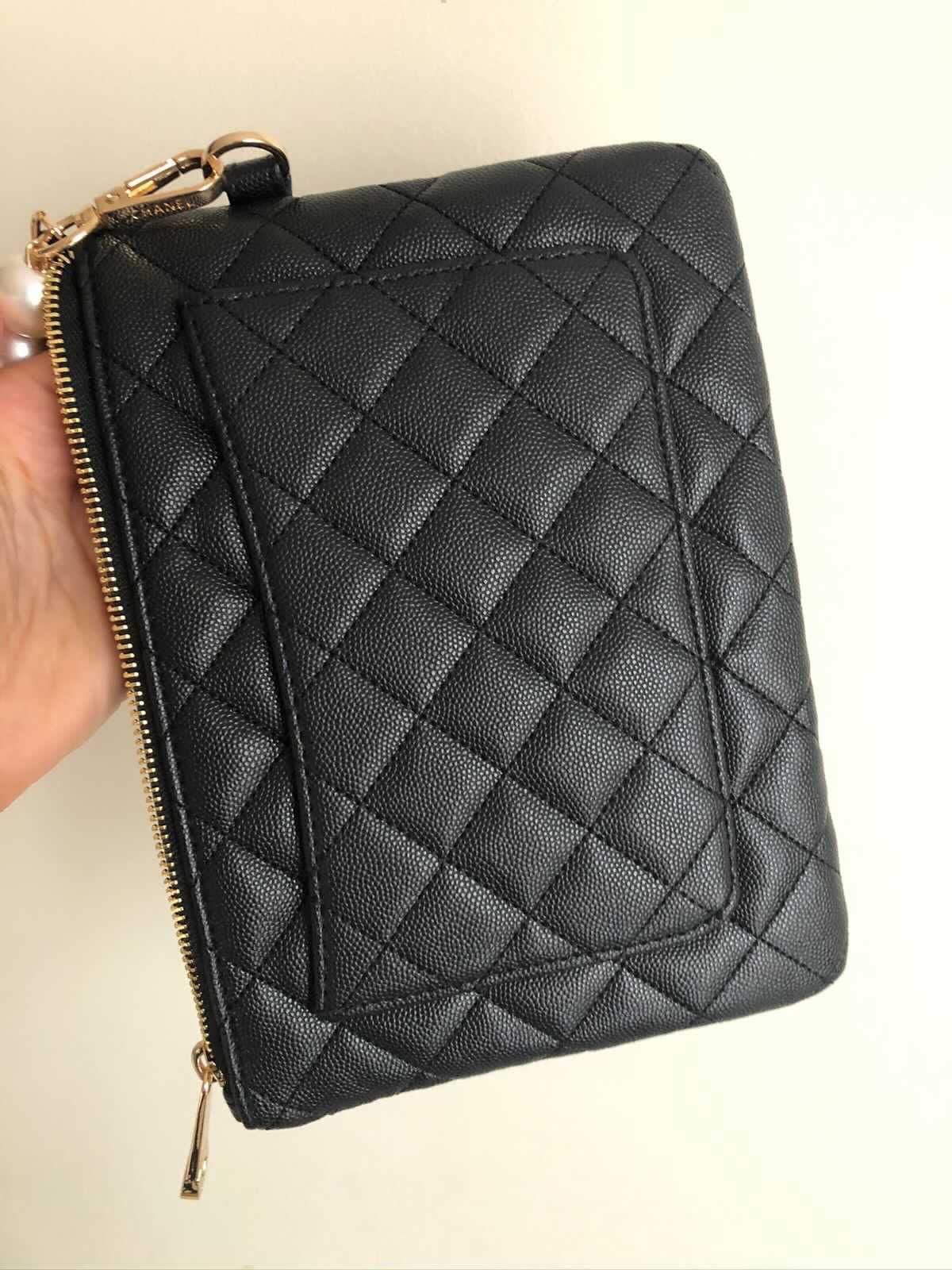 New Chanel Black Purse With A Pearl Hand Strap, Includes Chanel Box,  VIP GIFT