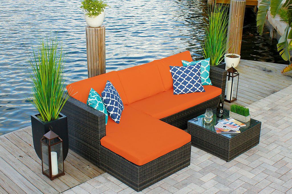 New Outdoor Patio Furniture 3 Piece Set L Shape Sofa With Color Cushions For In Tampa Fl Offerup - Outdoor Furniture Tampa Area