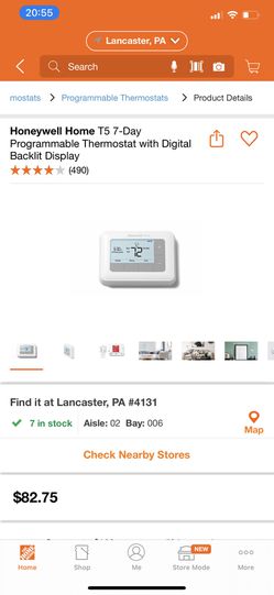Honeywell Home T5 7 Day Scheduling Programmable Thermostat Thumbnail