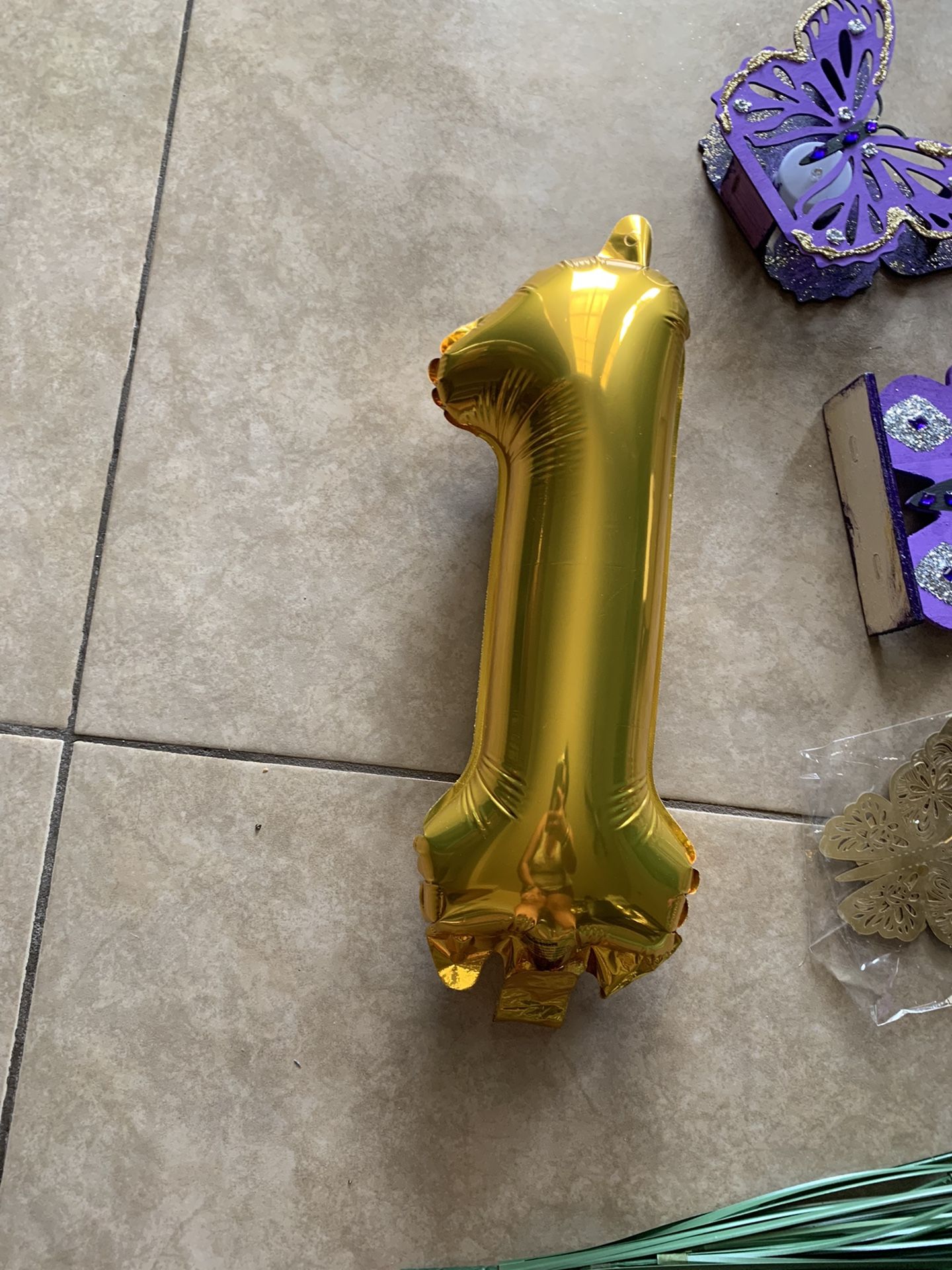 Purple Butterfly Party Decorations Number 1 Balloons