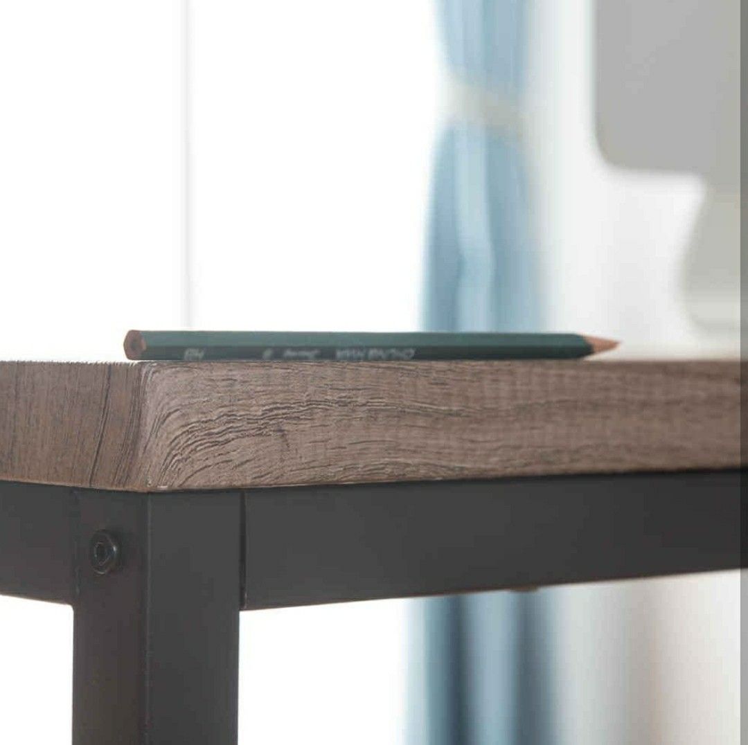 Home/ Office L-Shaped Computer Desk, Industrial Wood & Metal Sturdy Corner Desk w/ Shelves
